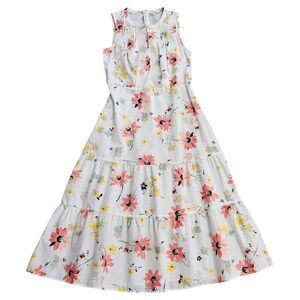 GAP Cottagecore Maxi Dress Floral Tiered Country Fairy Sleeveless 6 100% Cotton